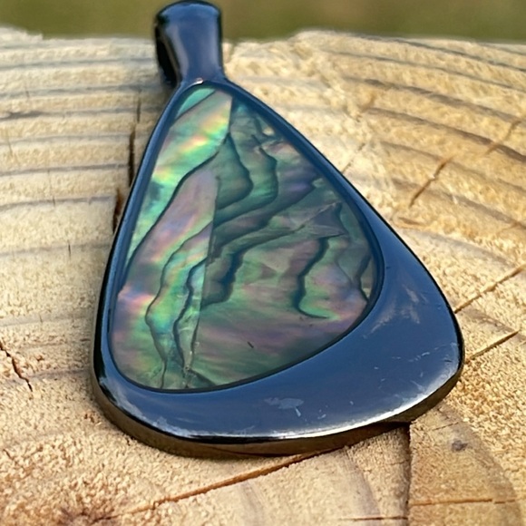 OYSTER BAR Retired LIA SOPHIA Slide Pendant for a necklace Hematite & Abalone 🥰 - Picture 10 of 13